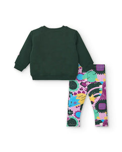 Plush Sweatshirt And Jersey Leggings