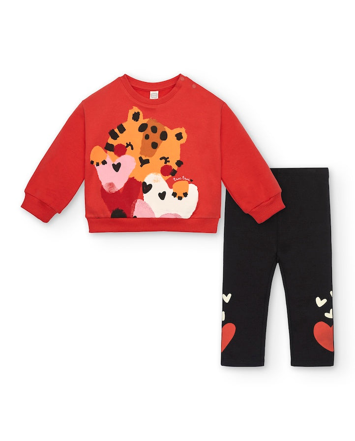 Plush Sweatshirt And Jersey Leggings